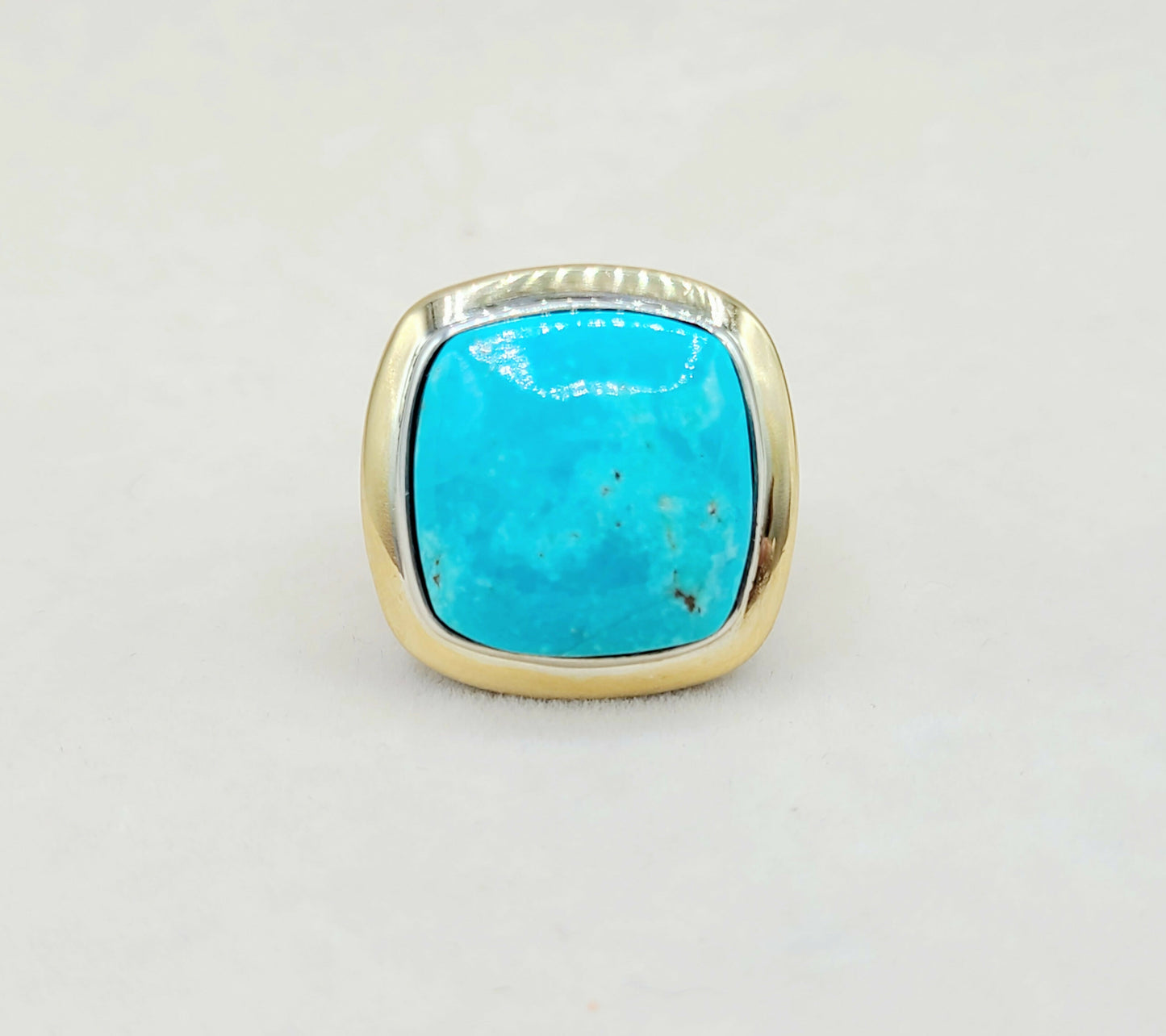 David Yurman Albion Statement Ring With Turquoise and Gold