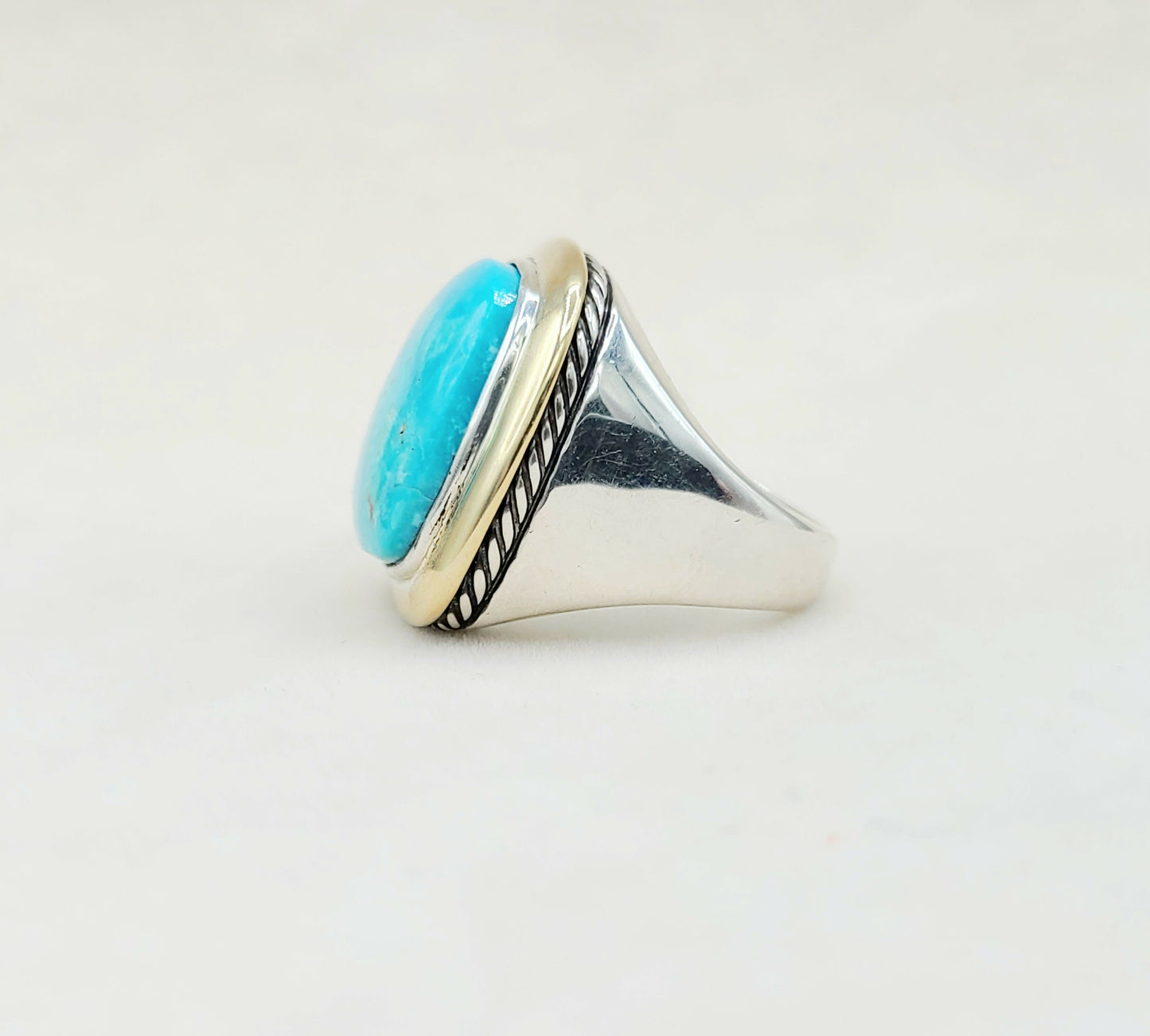 David Yurman Albion Statement Ring With Turquoise and Gold