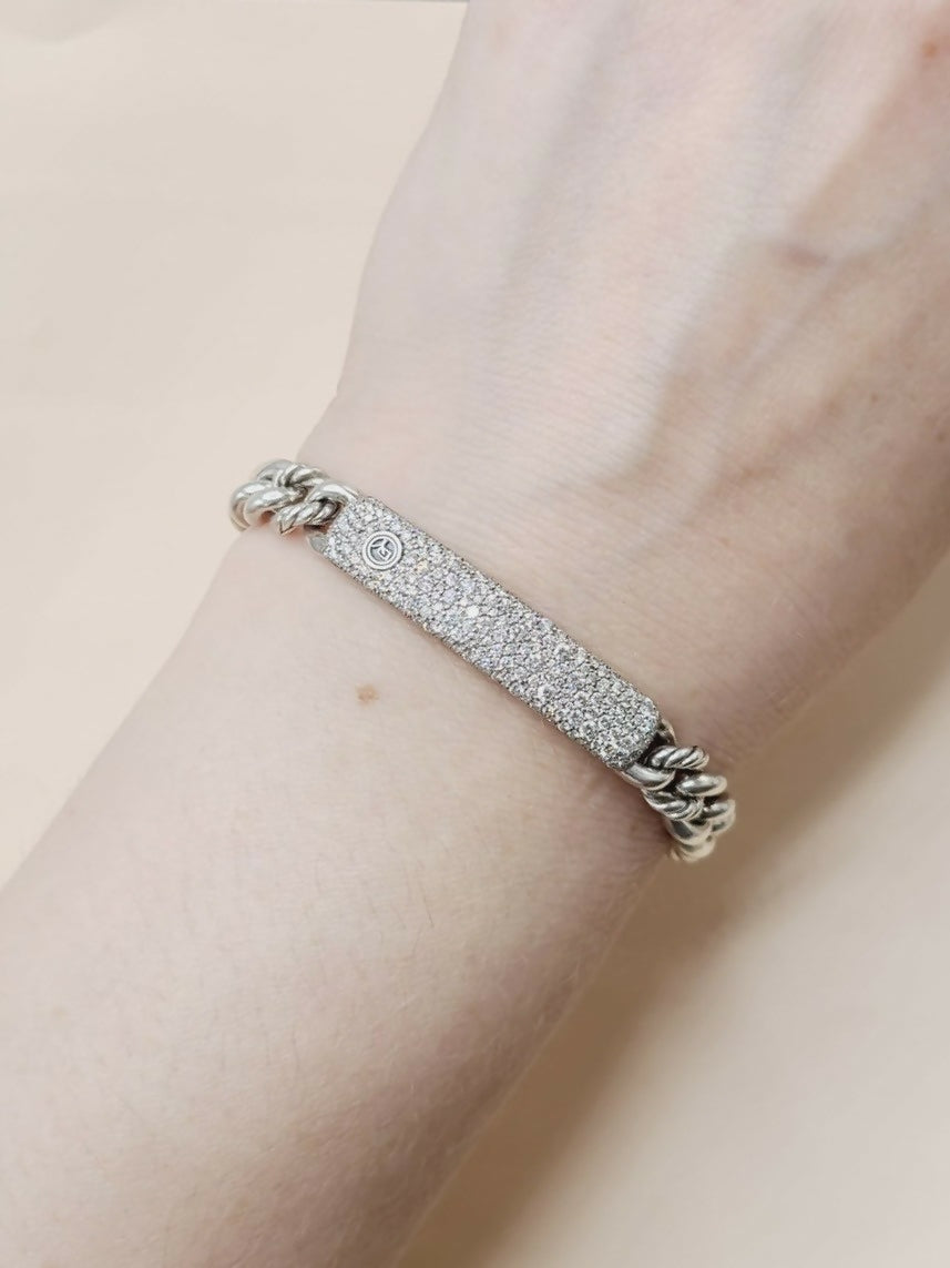 David Yurman Belmont Curb Link Pavé ID Bracelet With Diamonds , 8mm