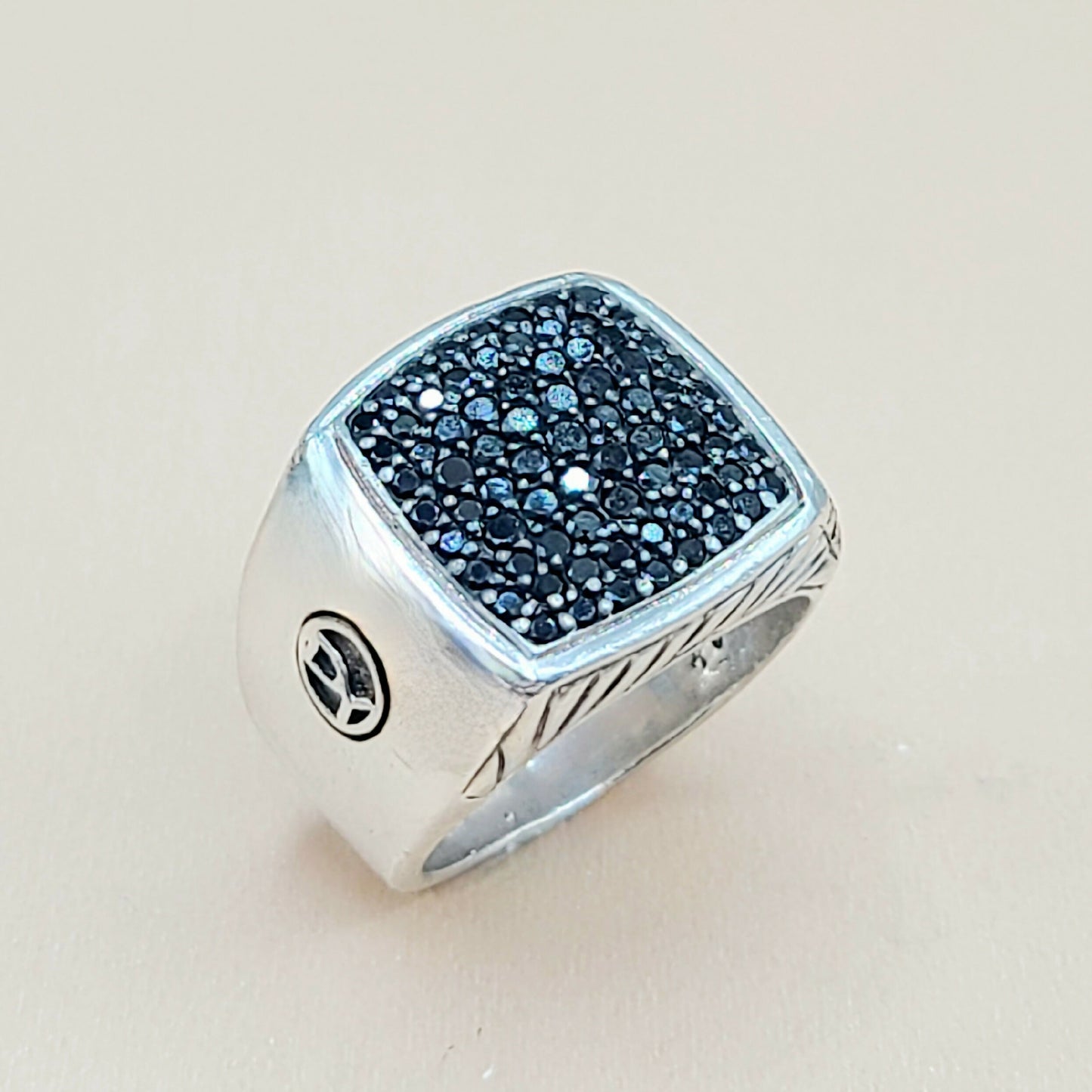 David Yurman Signet Black Diamond Ring Silver | Certified Pre-Owned AYW Luxury #