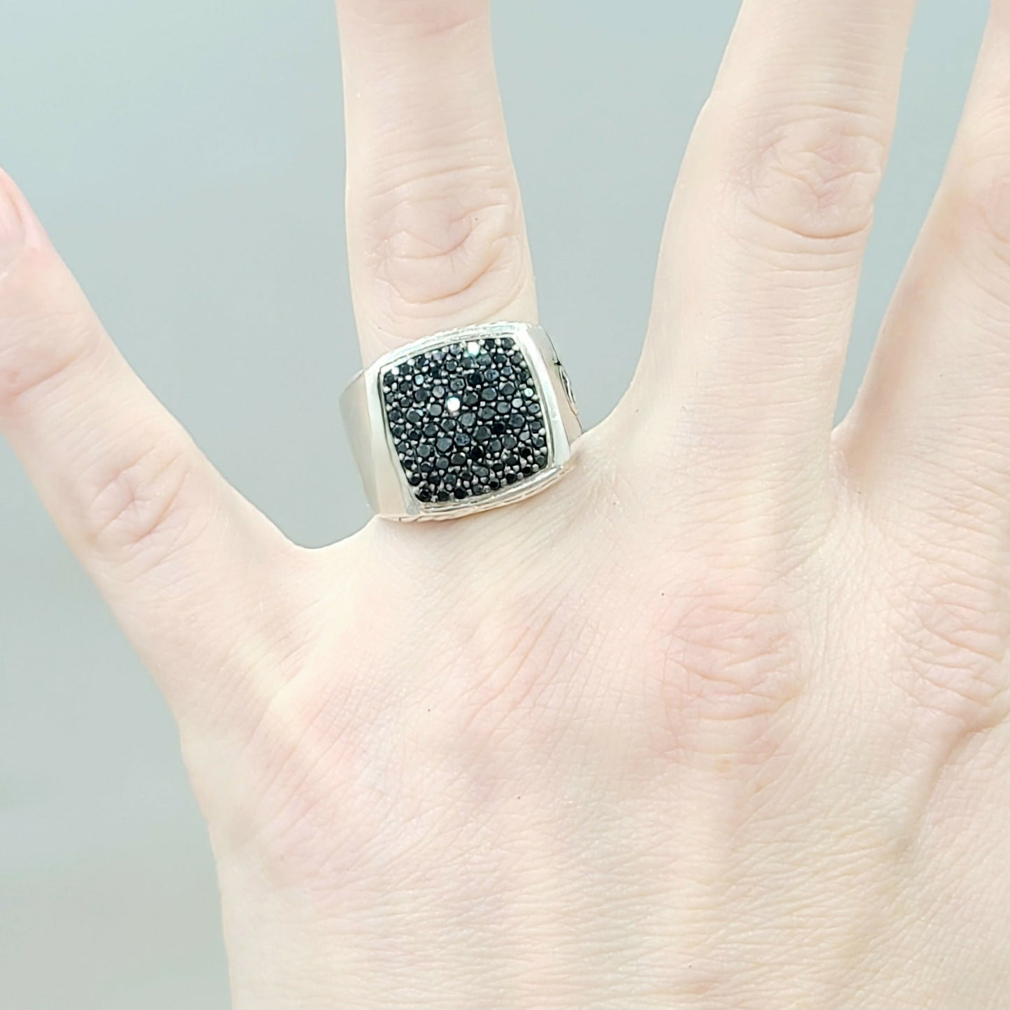 David Yurman Signet Black Diamond Ring Silver | Certified Pre-Owned AYW Luxury #