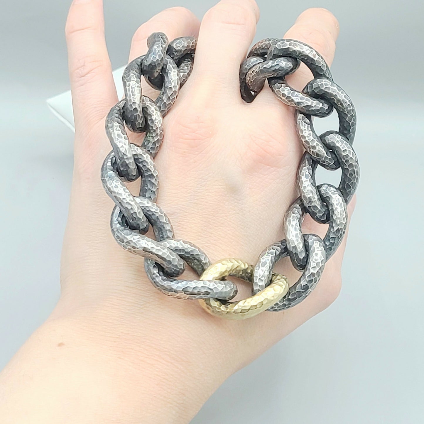 David Yurman Black Gold Hammered Curb Link Necklace AYW Luxury