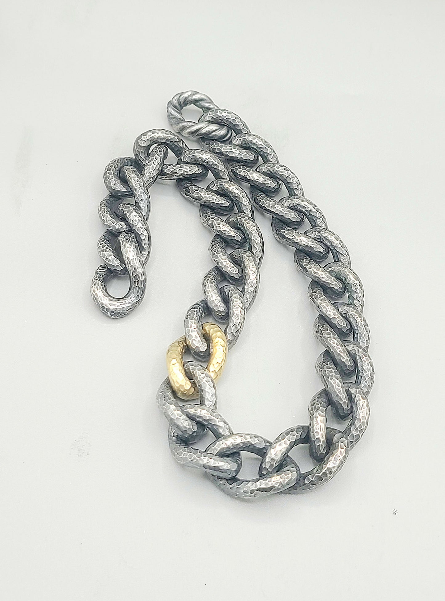 David Yurman Black Gold Hammered Curb Link Necklace AYW Luxury