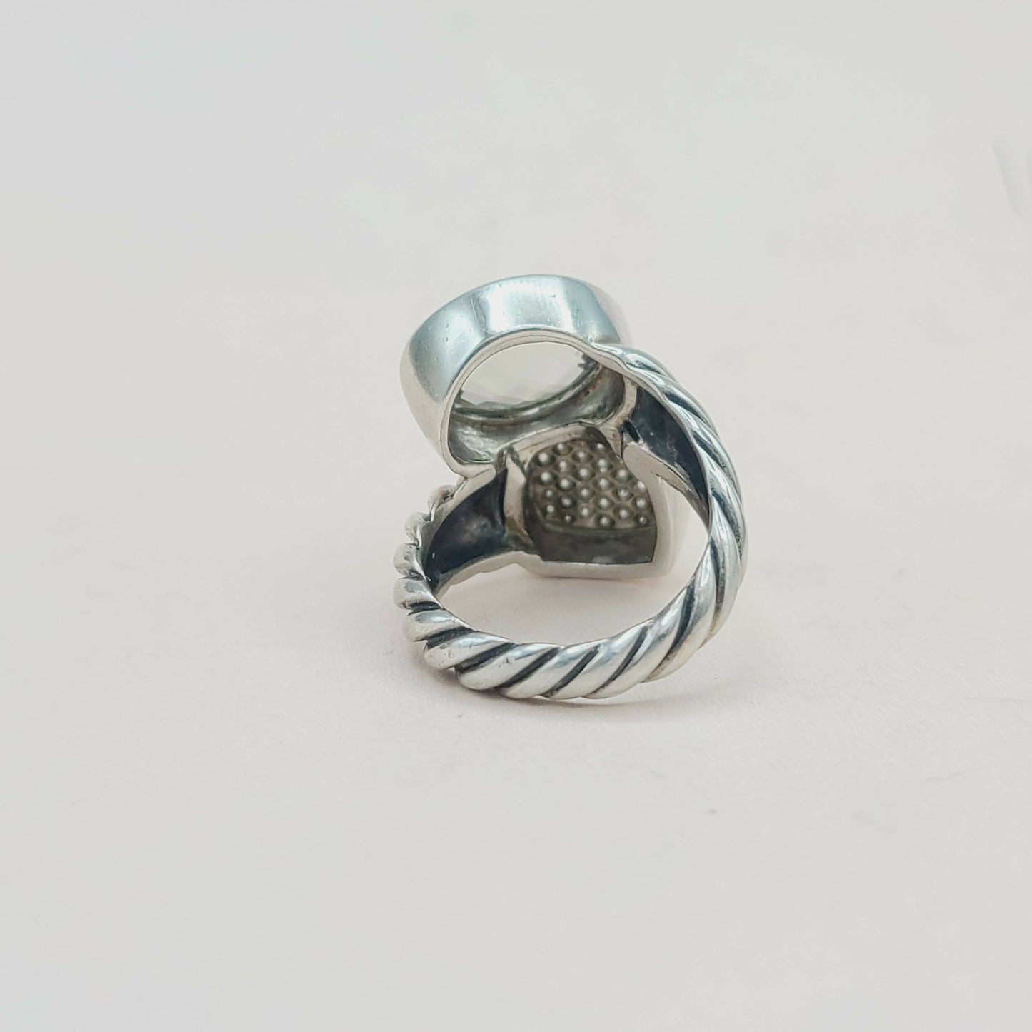 David Yurman Bypass Ring With Prasiolite and Diamond