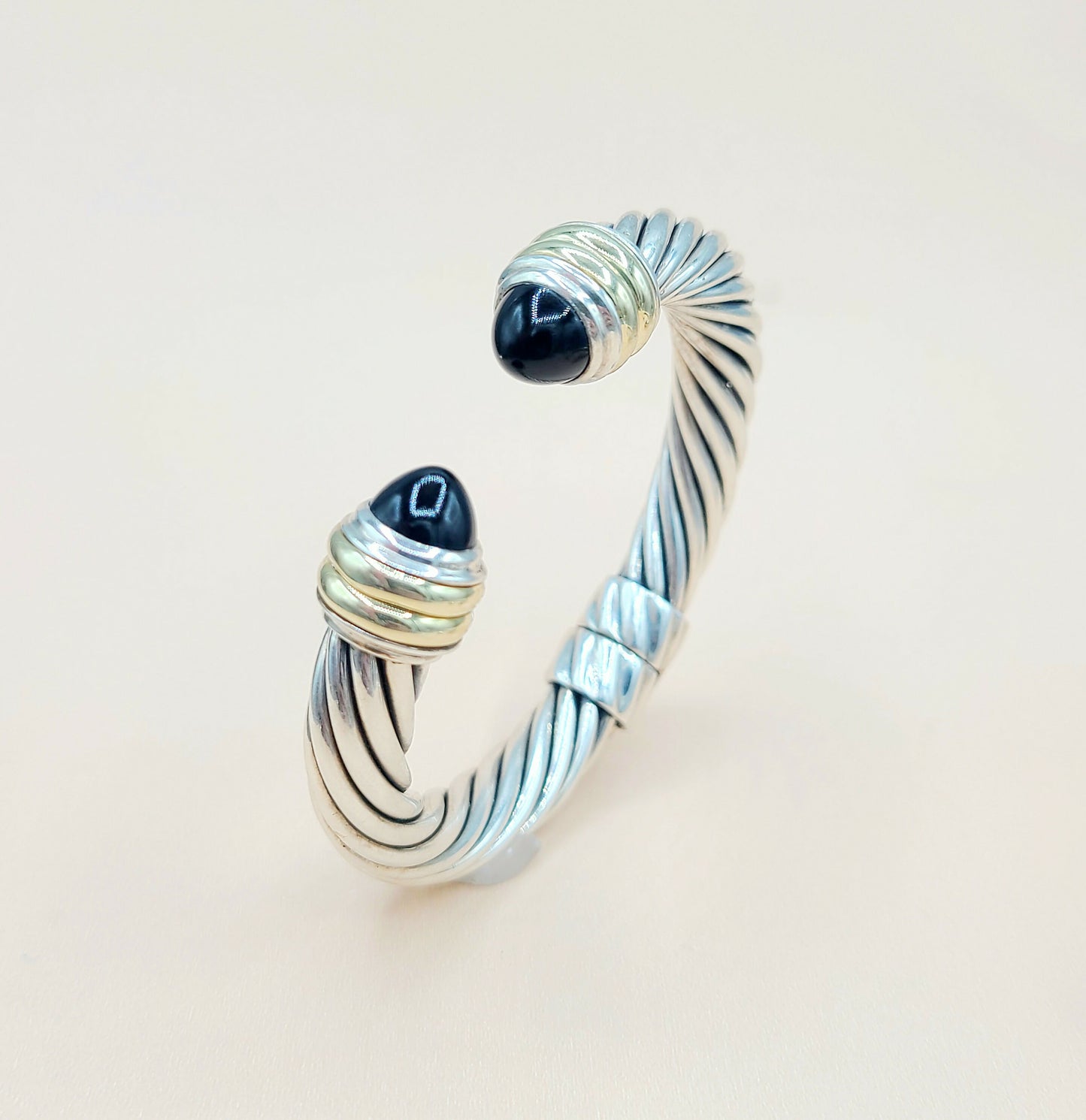 David Yurman 10mm Cable Black Onyx Bracelet Silver & Gold | Certified AYW Luxury #