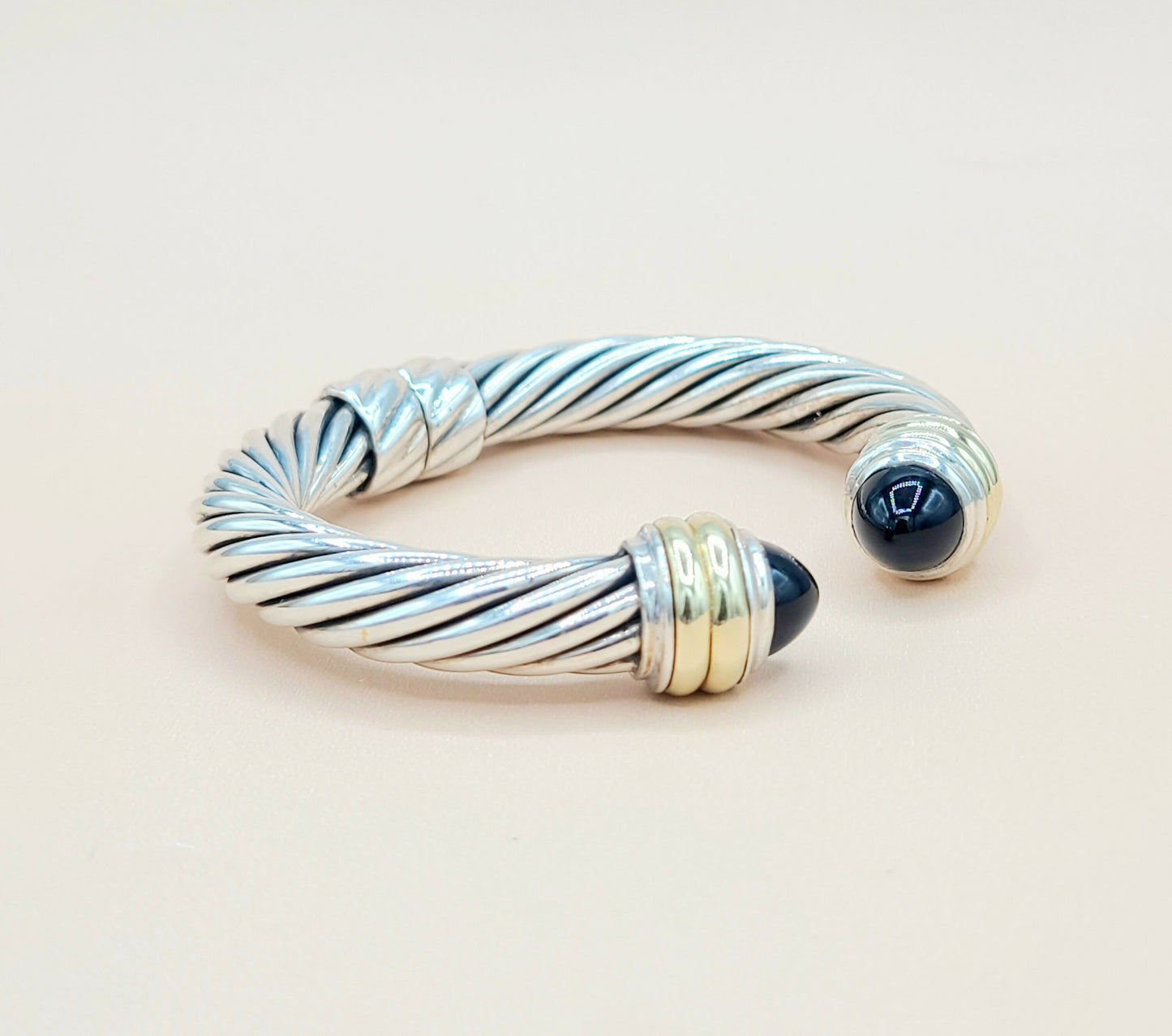 David Yurman 10mm Cable Black Onyx Bracelet Silver & Gold | Certified AYW Luxury #