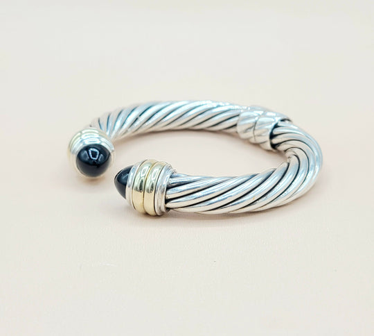 David Yurman 10mm Black Onyx Gold Bracelet