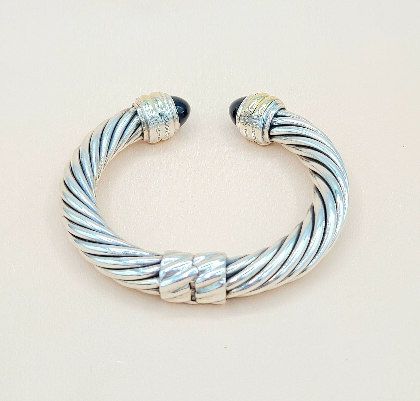 David Yurman 10mm Cable Black Onyx Bracelet Silver & Gold | Certified AYW Luxury #
