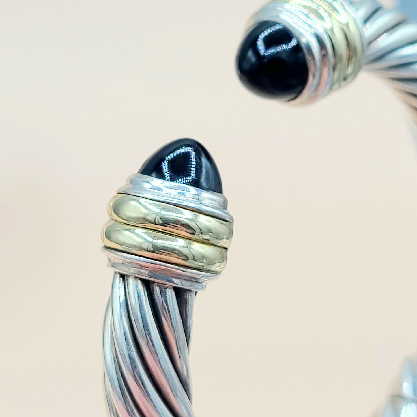 David Yurman 10mm Cable Black Onyx Bracelet Silver & Gold | Certified AYW Luxury #