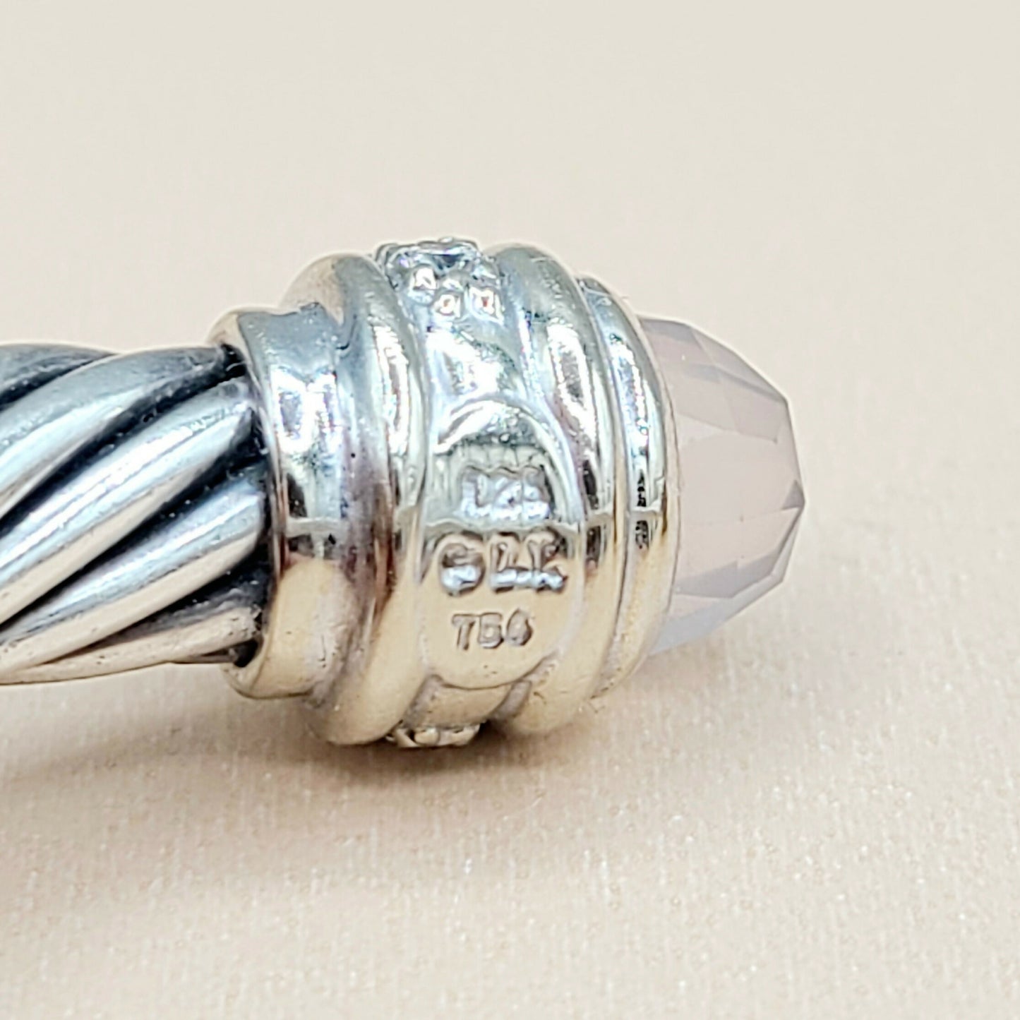 David Yurman 7mm Cable Rose Quartz Diamond Bracelet | Certified AYW Luxury #