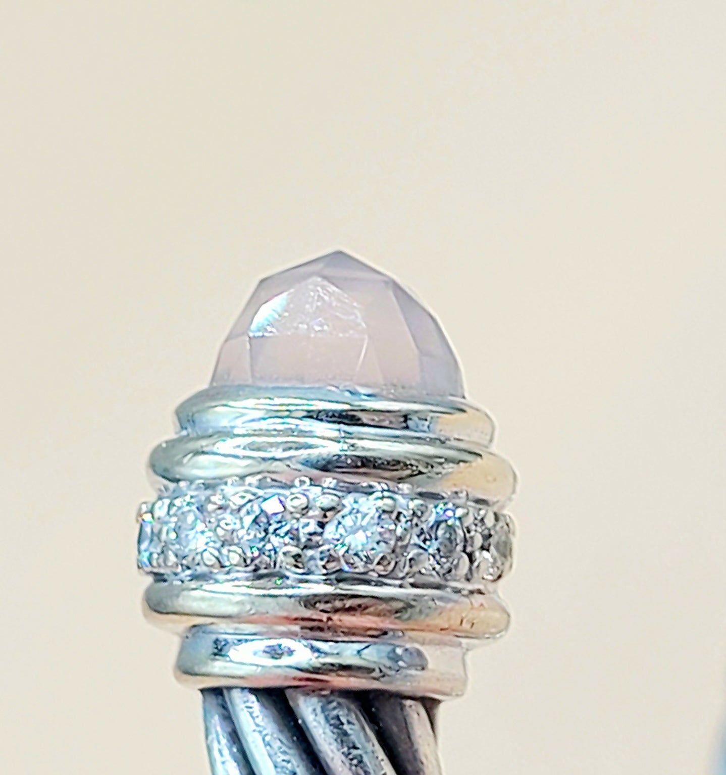 David Yurman 7mm Cable Rose Quartz Diamond Bracelet | Certified AYW Luxury #