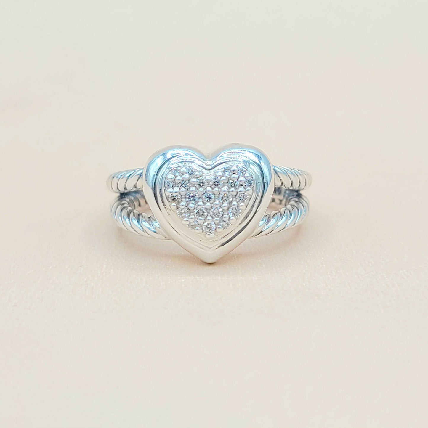 David Yurman Cable Heart Diamond Ring Silver | Certified Pre-Owned AYW Luxury #