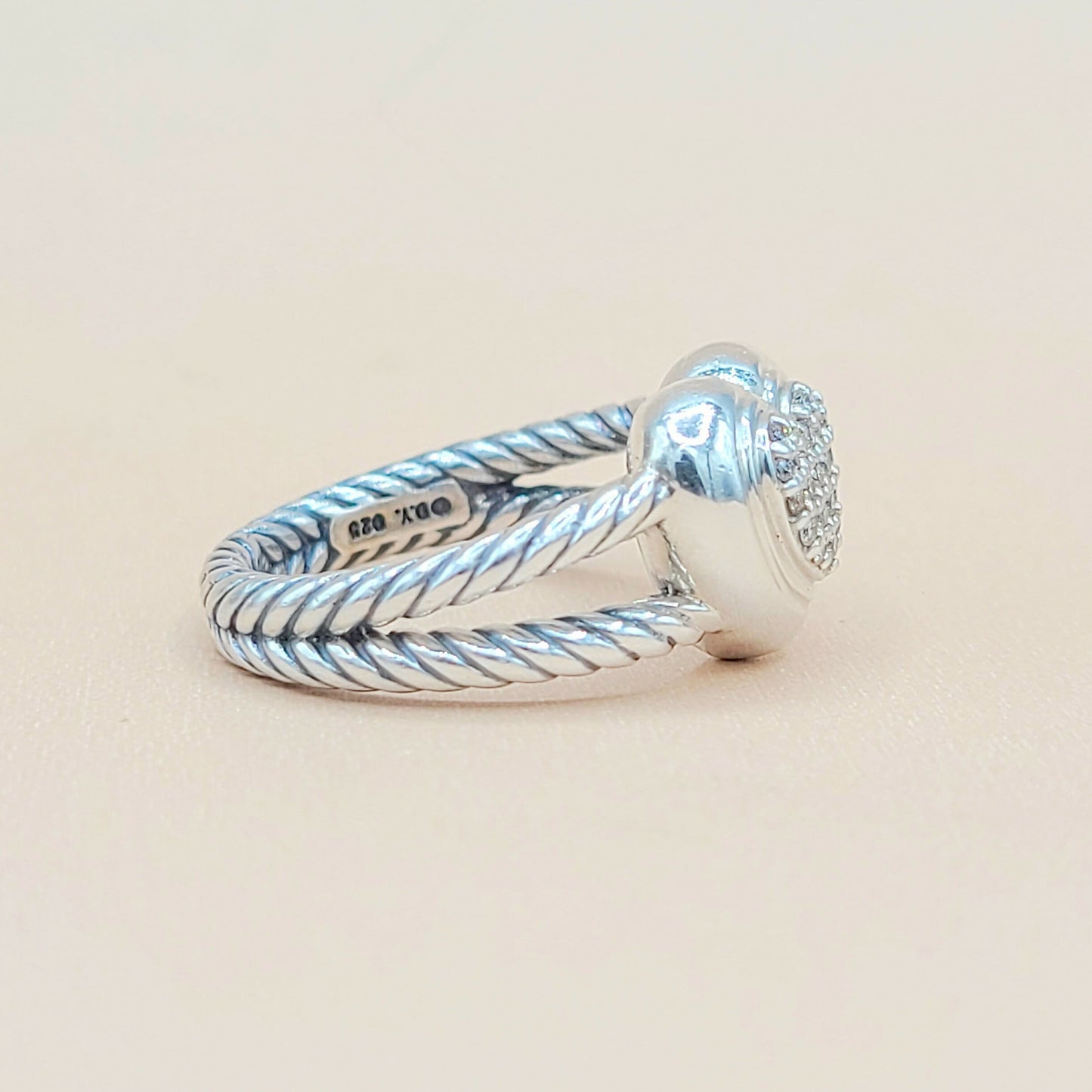 David Yurman Cable Heart Diamond Ring Silver | Certified Pre-Owned AYW Luxury #