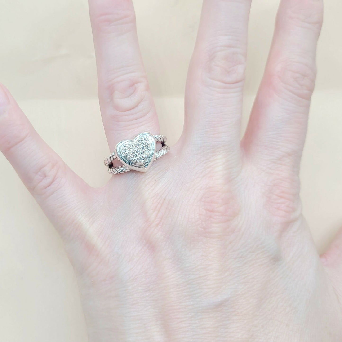 David Yurman Cable Heart Diamond Ring Silver | Certified Pre-Owned AYW Luxury #