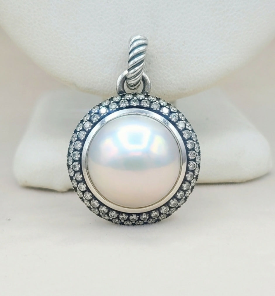 David Yurman Cerise Moonlight Ice Pendant Enhancer With Pearl and