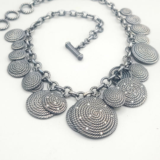 David Yurman Coil Charm Necklace With Diamonds