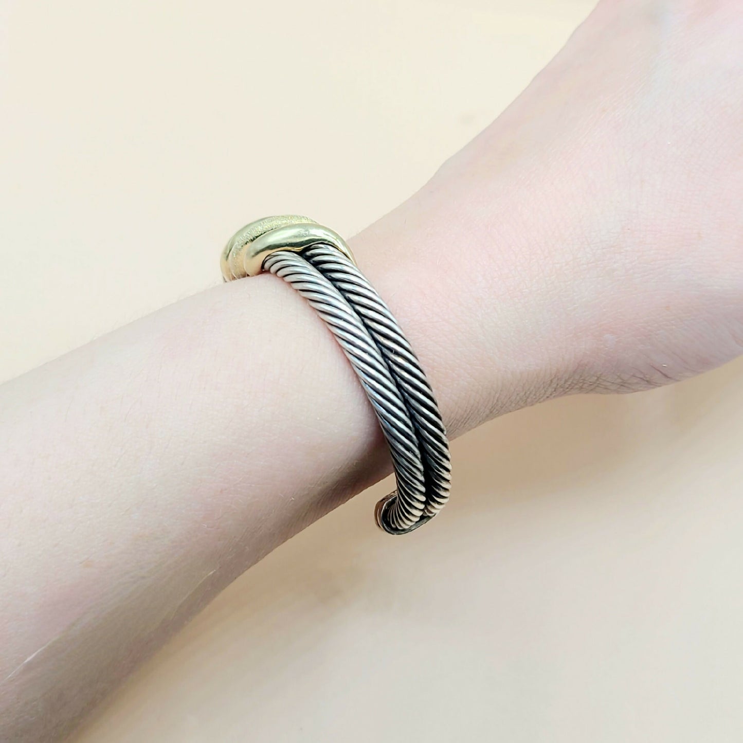 David Yurman Double Cable Crossover Wave Bracelet Certified Pre-owned AYW Luxury #