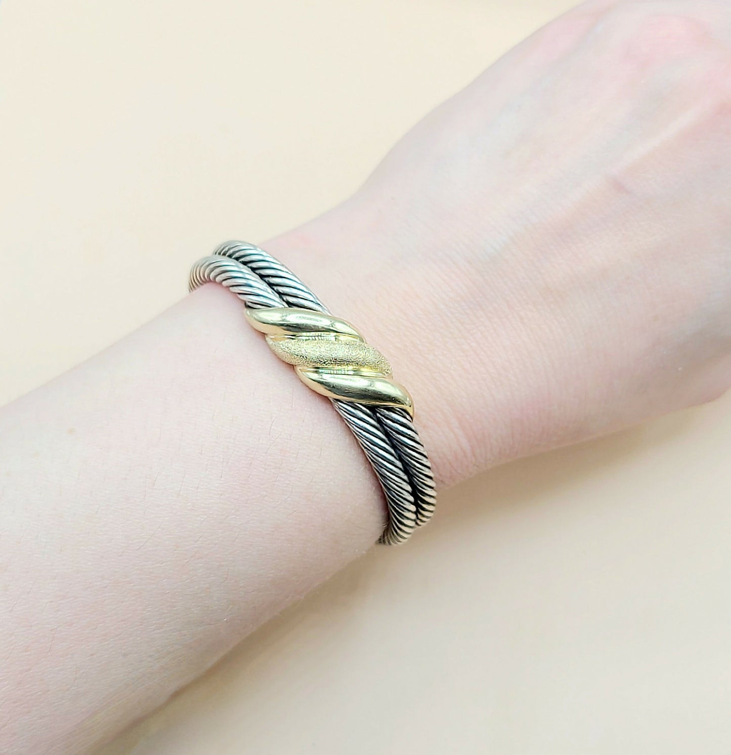 David Yurman Double Cable Crossover Wave Bracelet Certified Pre-owned AYW Luxury #