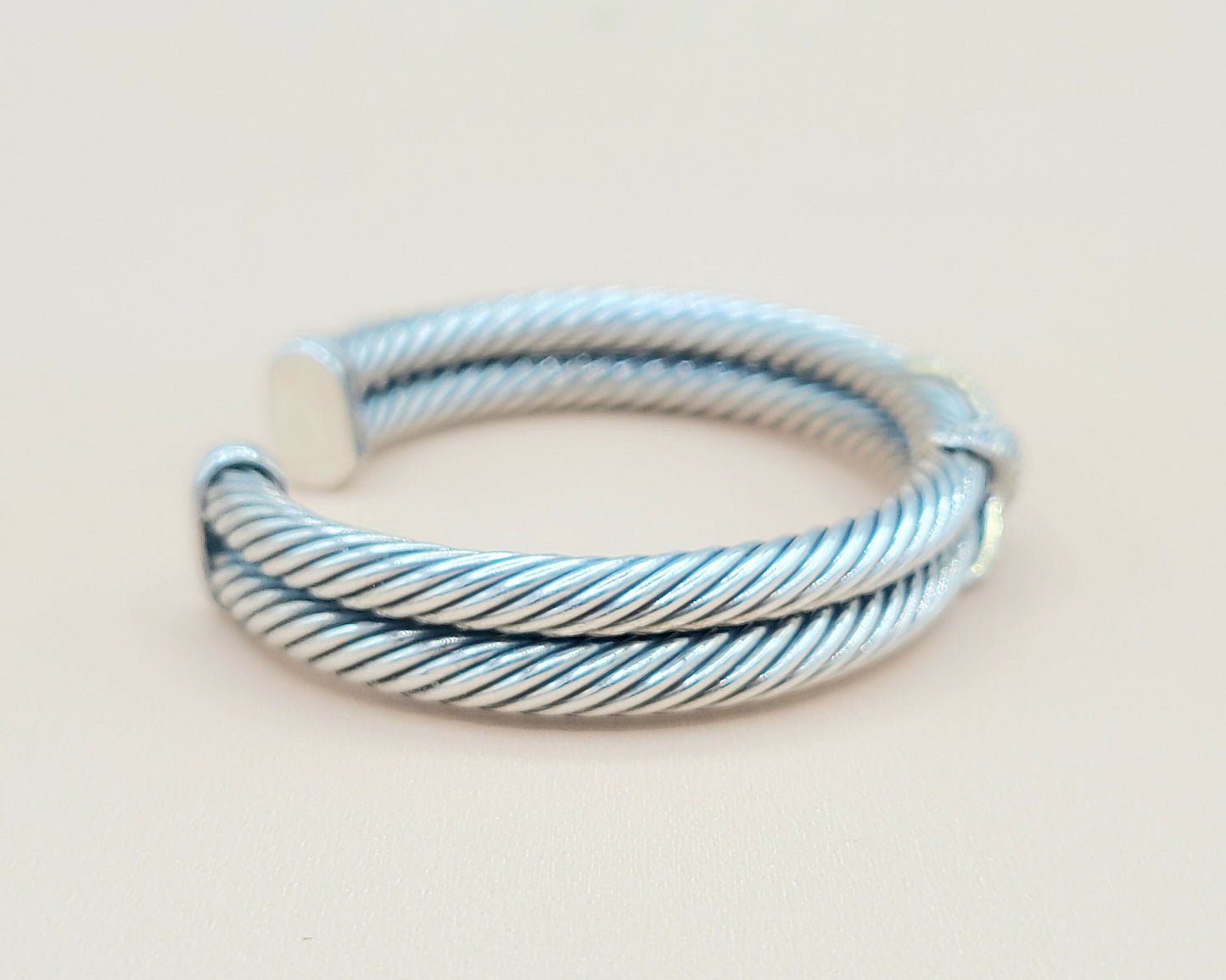 David Yurman Double Cable Diamond Gold X Bracelet Certified Pre-owned AYW Luxury #