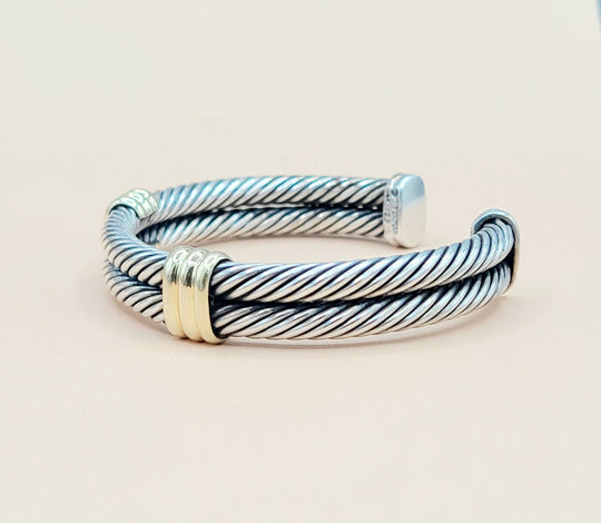 David Yurman-Double Cable Double Gold Station-Bracelet