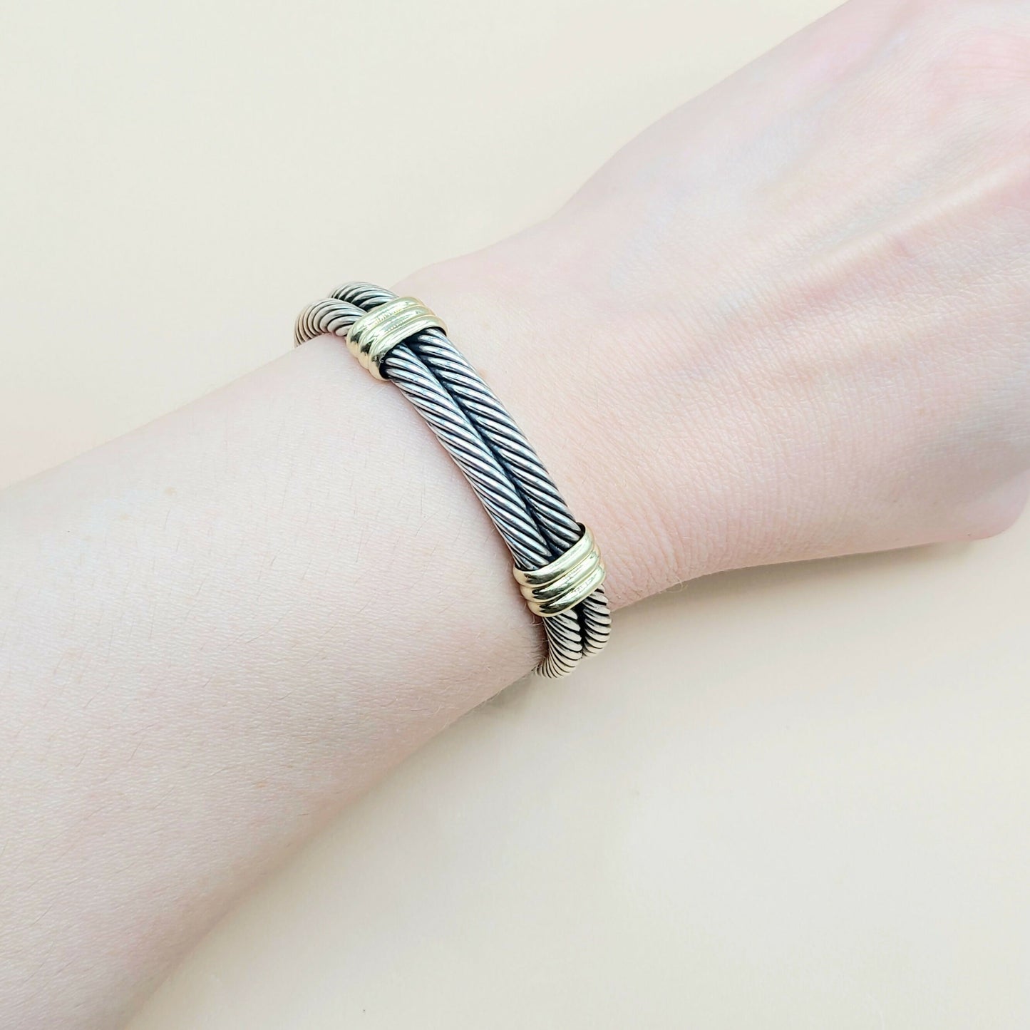 David Yurman Double Cable Gold Station Bracelet | Certified Pre-Owned AYW Luxury #