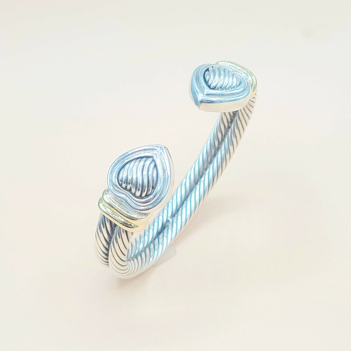 David Yurman Double Cable Heart Bracelet Silver & Gold | Certified AYW Luxury #