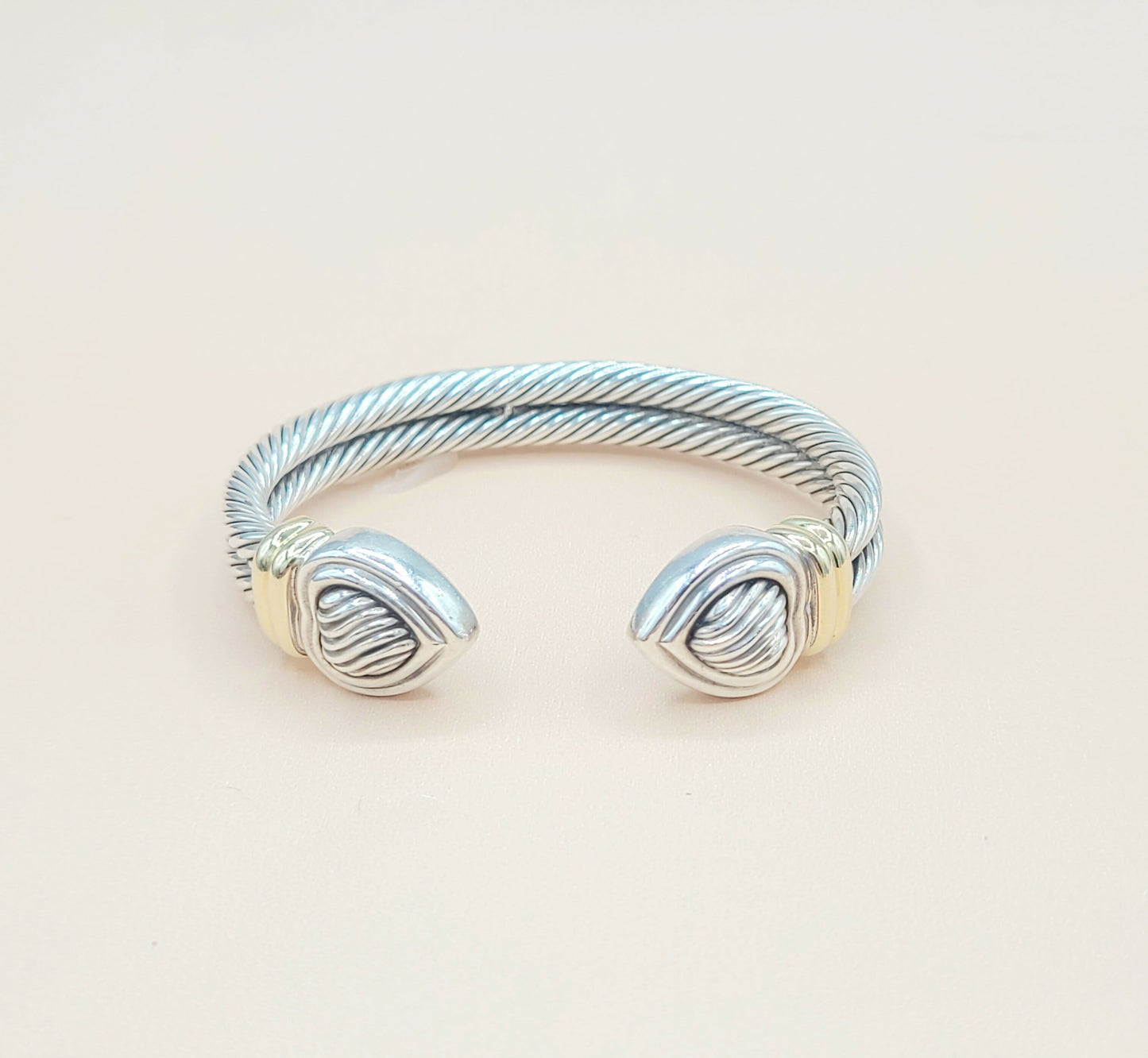 David Yurman Double Cable Heart Bracelet Silver & Gold | Certified AYW Luxury #