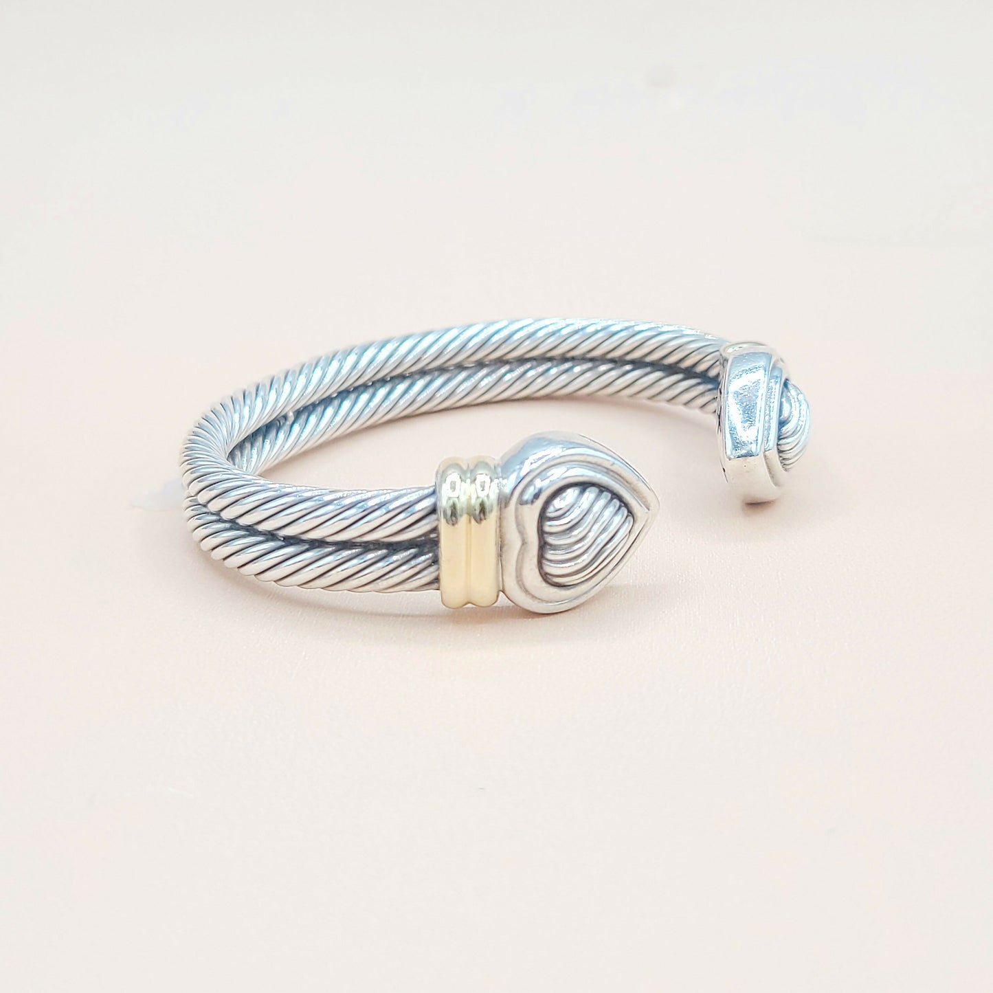 David Yurman Double Cable Heart Bracelet Silver & Gold | Certified AYW Luxury #