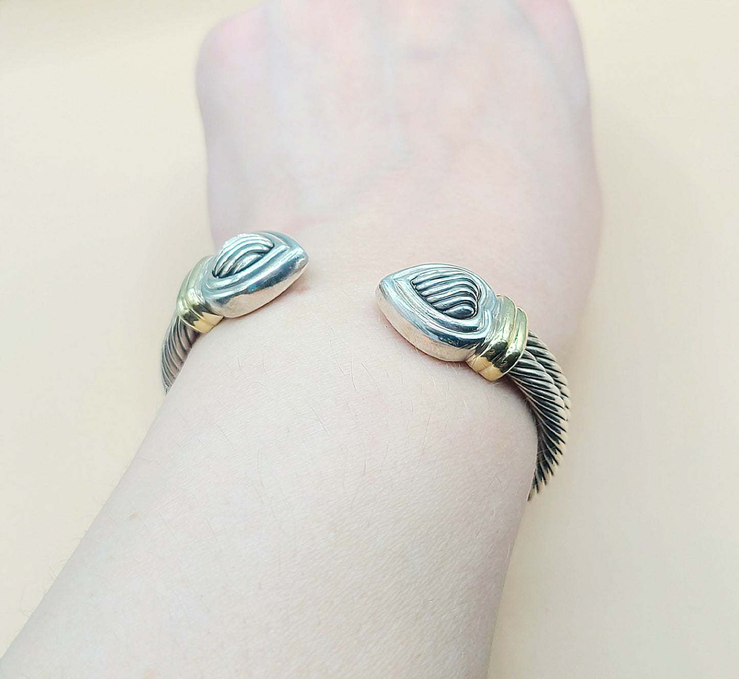 David Yurman Double Cable Heart Bracelet Silver & Gold | Certified AYW Luxury #