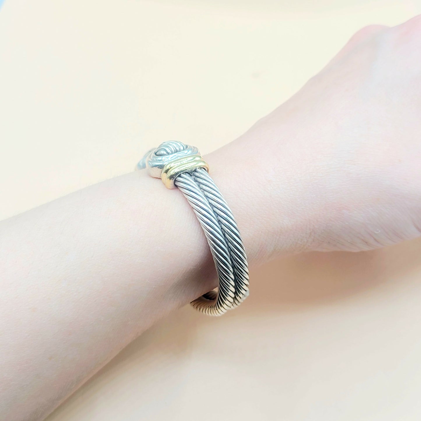 David Yurman Double Cable Heart Bracelet Silver & Gold | Certified AYW Luxury #