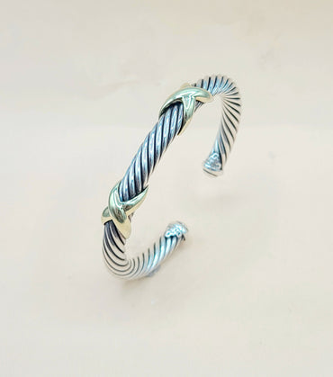 David Yurman Double Gold X Bracelet, 7mm
