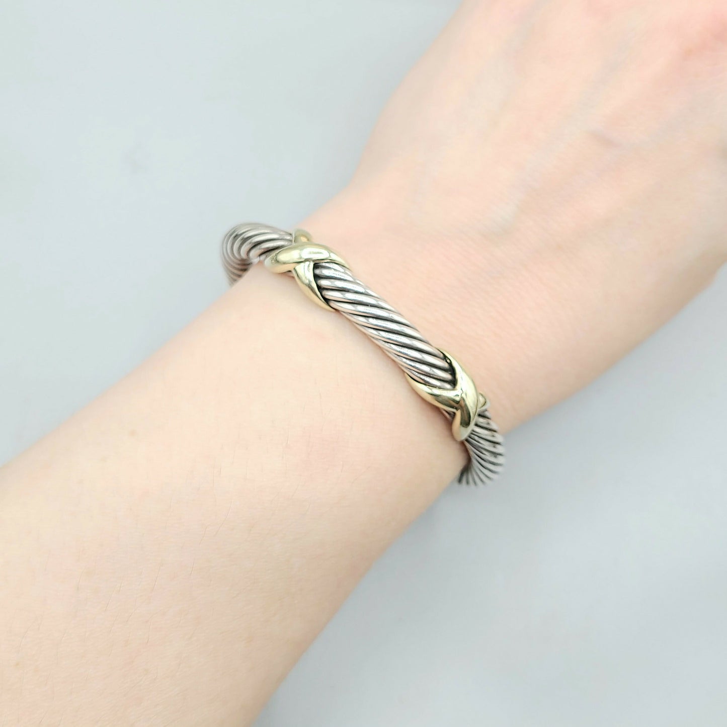 David Yurman Double Gold X Bracelet 7mm | Certified Pre-Owned AYW Luxury #