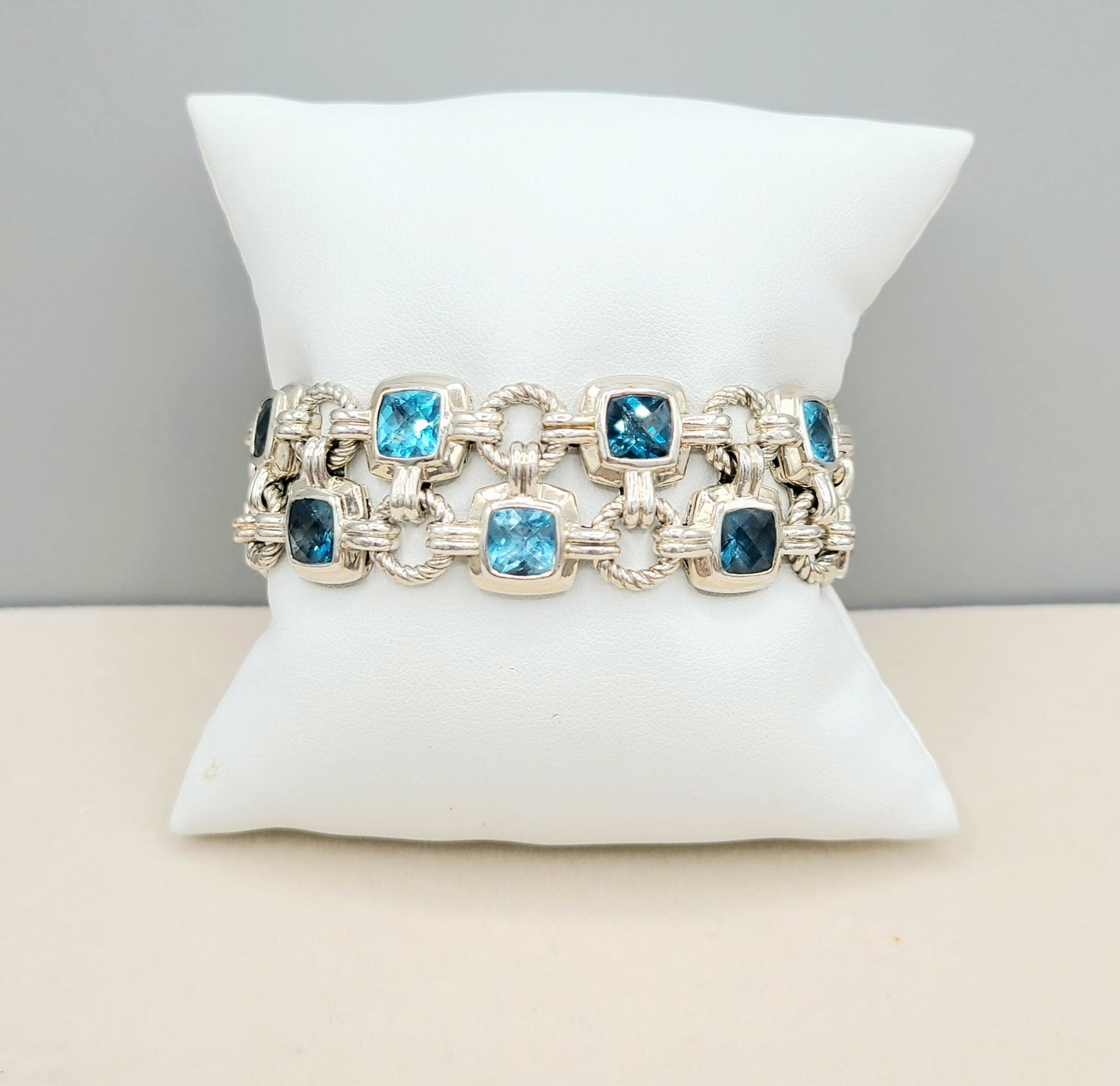 David Yurman Double Row Renaissance Blue Topaz Bracelet | Certified AYW Luxury #