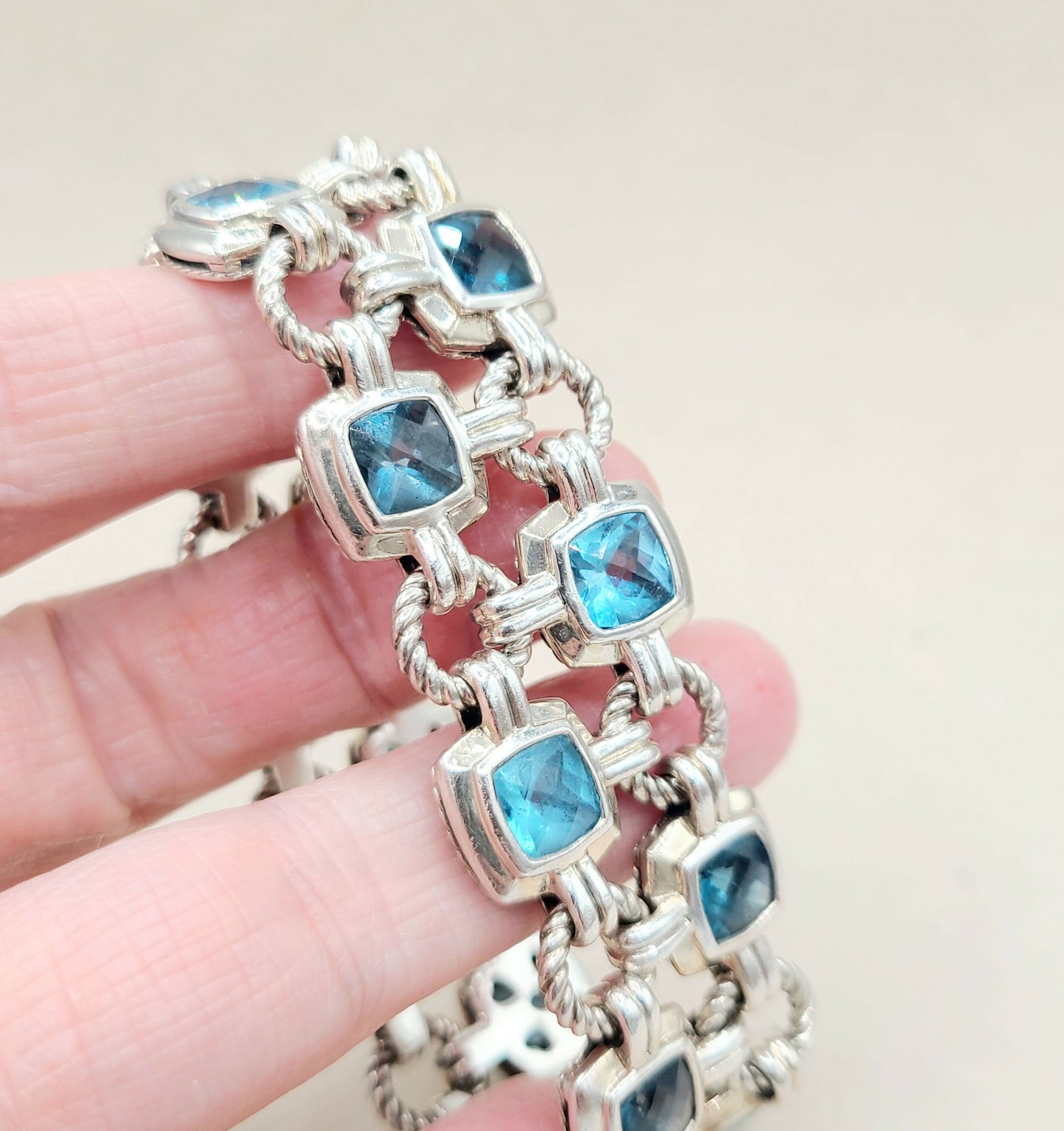 David Yurman Double Row Renaissance Blue Topaz Bracelet | Certified AYW Luxury #