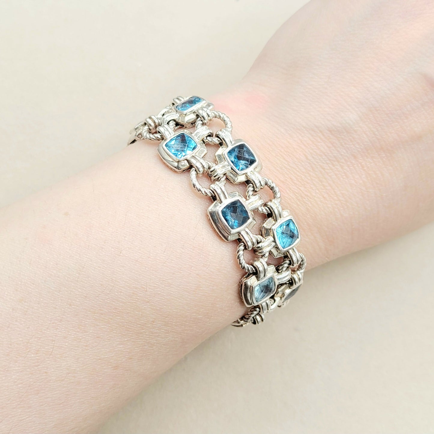 David Yurman Double Row Renaissance Blue Topaz Bracelet | Certified AYW Luxury #