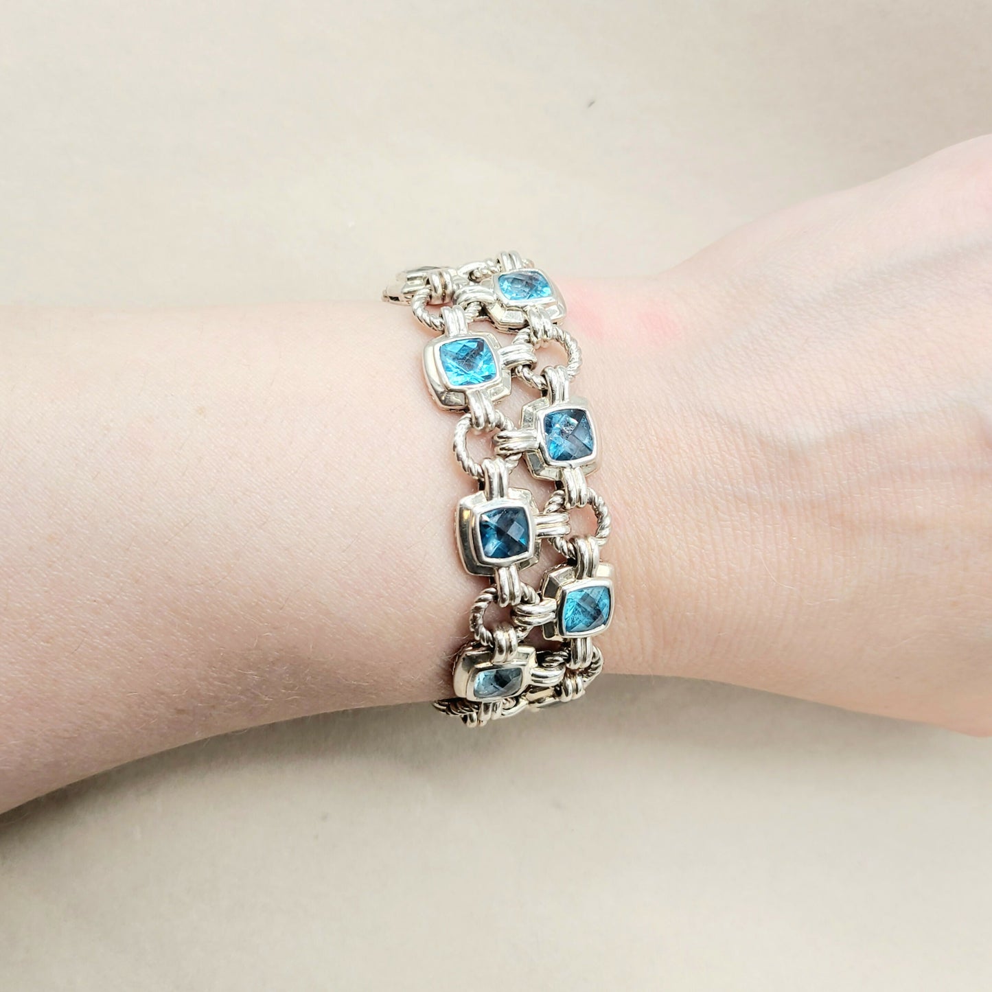 David Yurman Double Row Renaissance Blue Topaz Bracelet | Certified AYW Luxury #