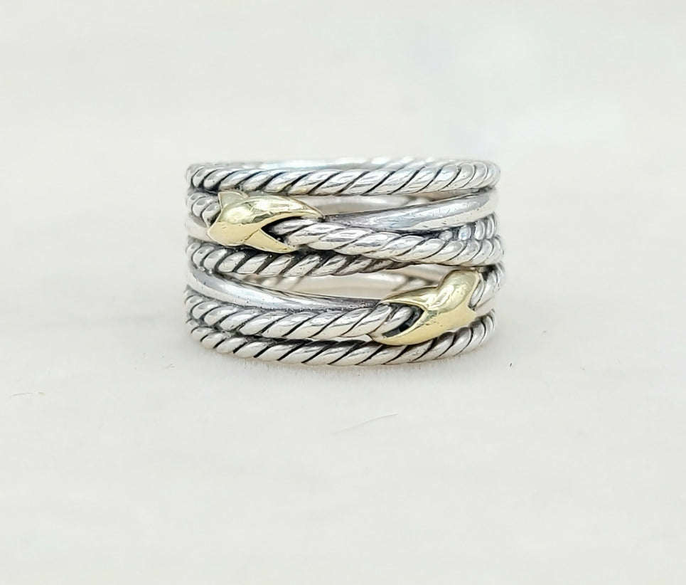 David Yurman Double X Crossover Ring With 18k Gold