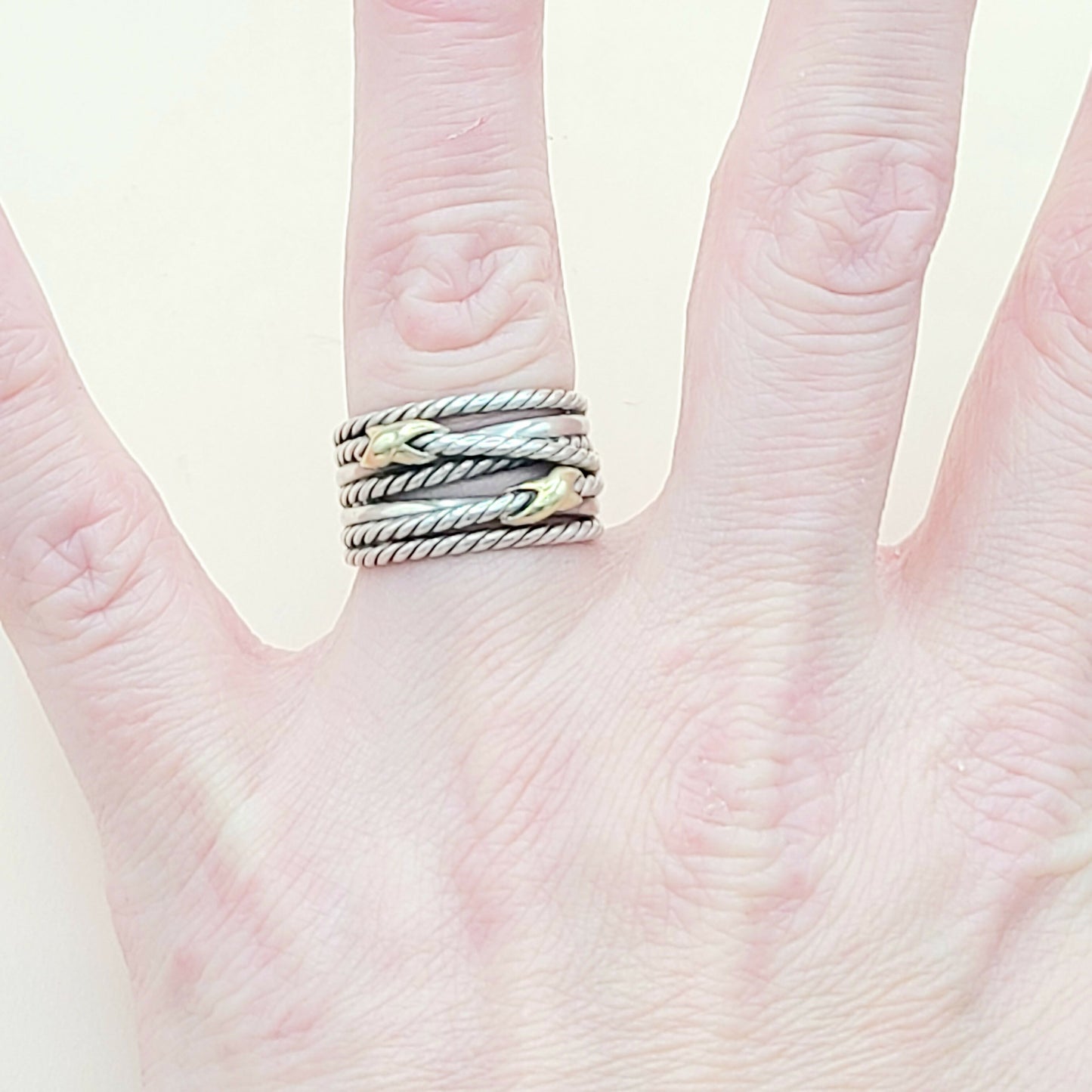 David Yurman Double X Crossover Ring With 18k Gold