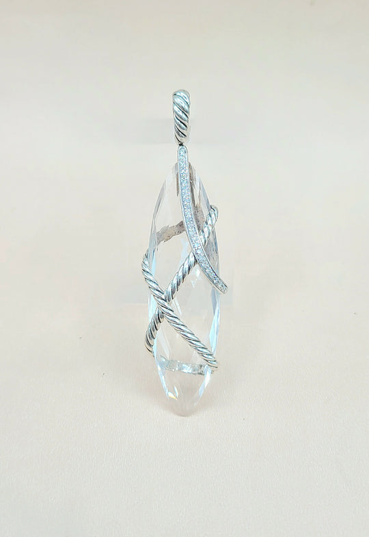 David Yurman Extra Large Cable Wrap White Topaz Diamond Pendant Enhancer