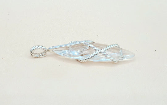 David Yurman Extra Large Cable Wrap White Topaz Diamond Pendant Enhancer