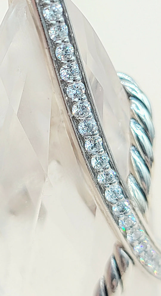 David Yurman Extra Large Cable Wrap White Topaz Diamond Pendant Enhancer