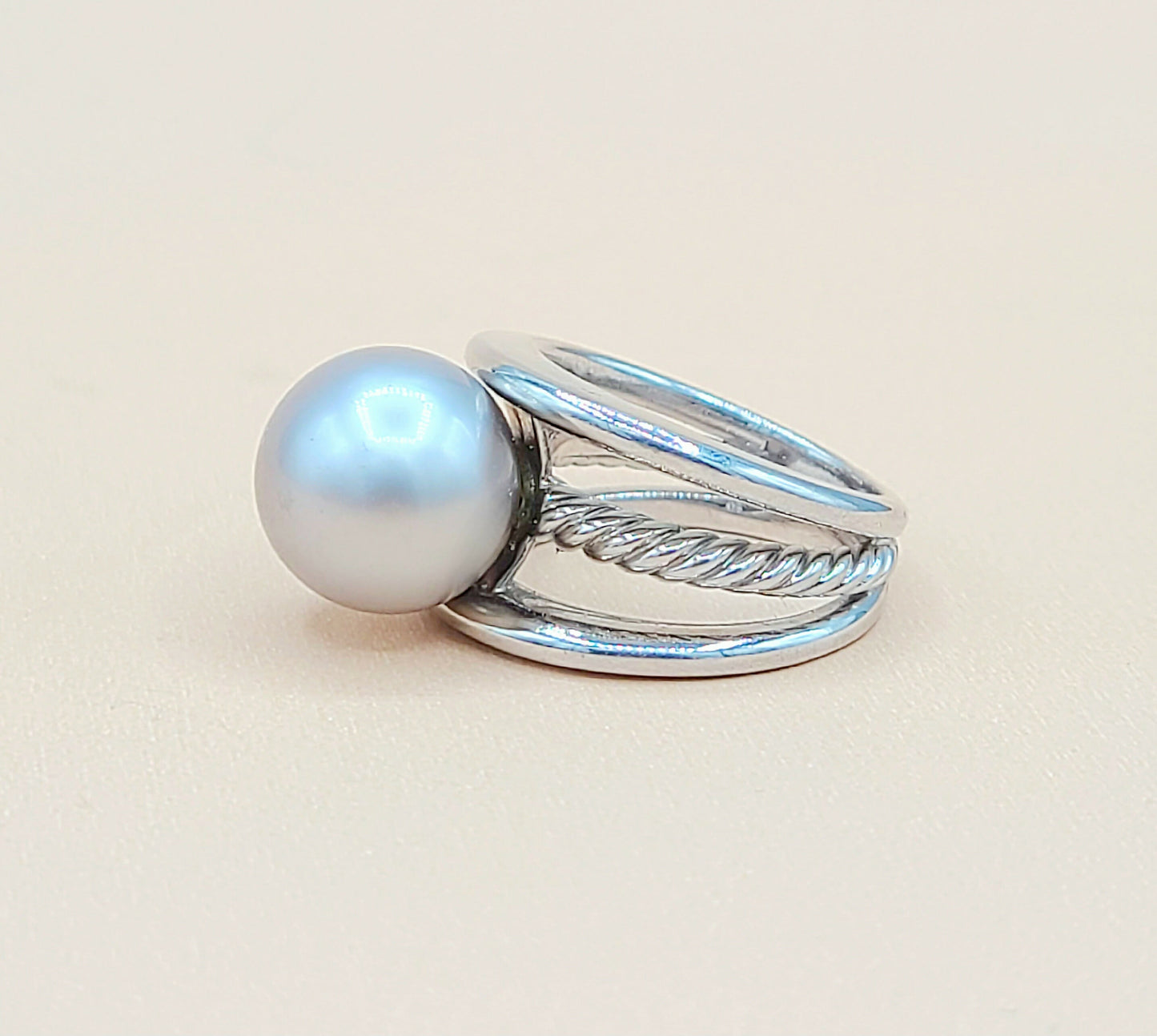 David Yurman Gray Tahitian Pearl Ring 18K White Gold | Certified AYW Luxury #