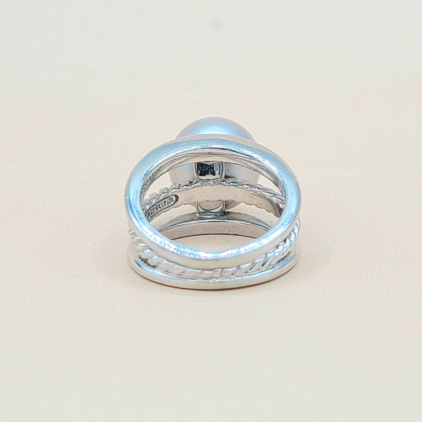 David Yurman Gray Tahitian Pearl Ring 18K White Gold | Certified AYW Luxury #