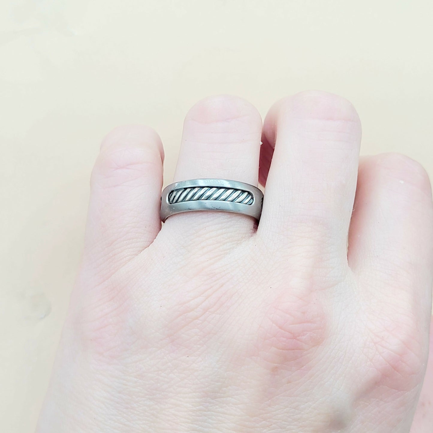 David Yurman Titanium Cable Inlay Band Ring | Certified Pre-Owned AYW Luxury #