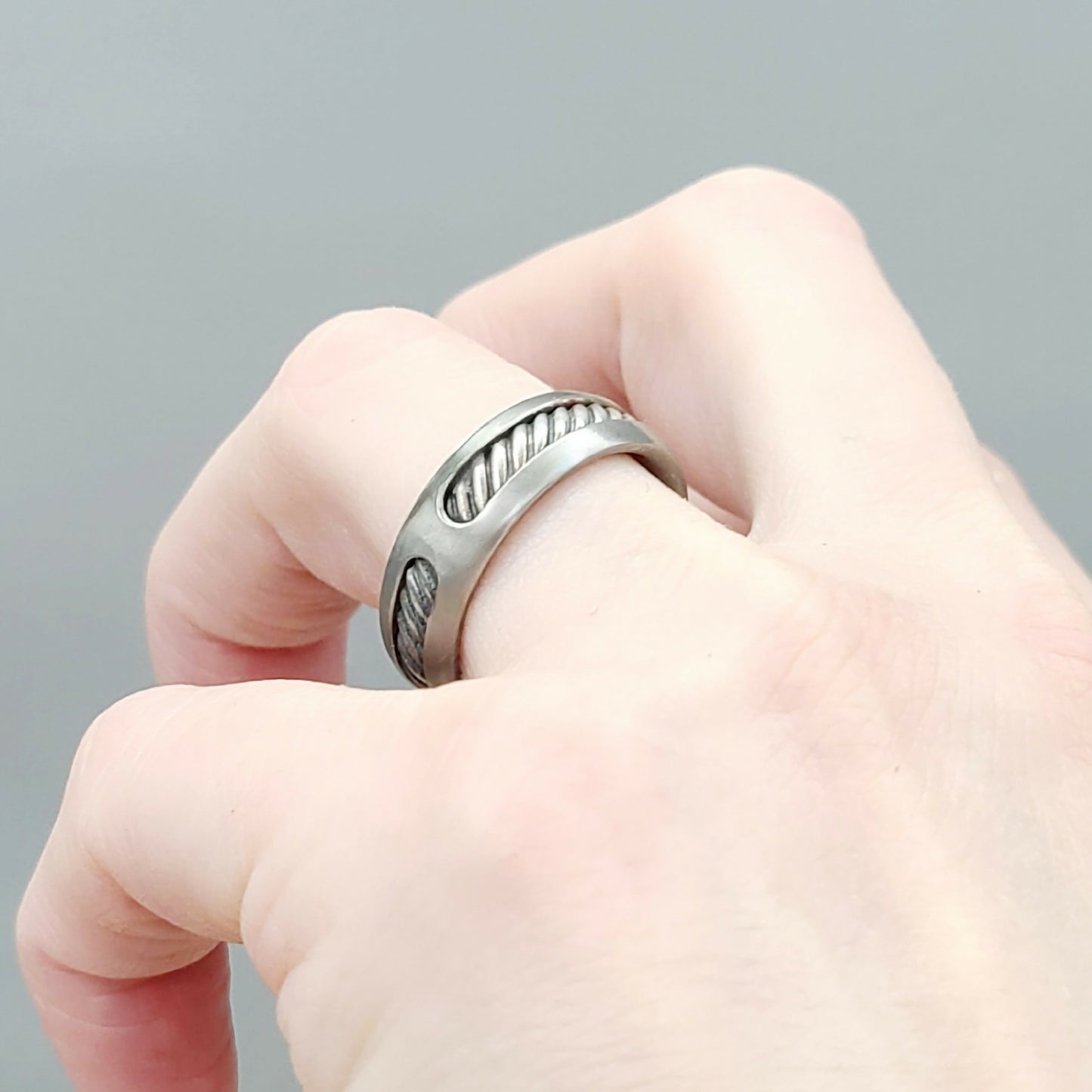 David Yurman Titanium Cable Inlay Band Ring | Certified Pre-Owned AYW Luxury #