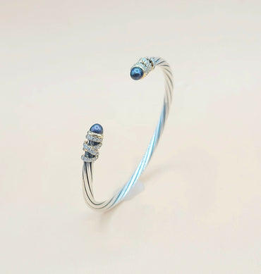 David Yurman Helena Grey Pearl Diamond Gold Bracelet, 4mm