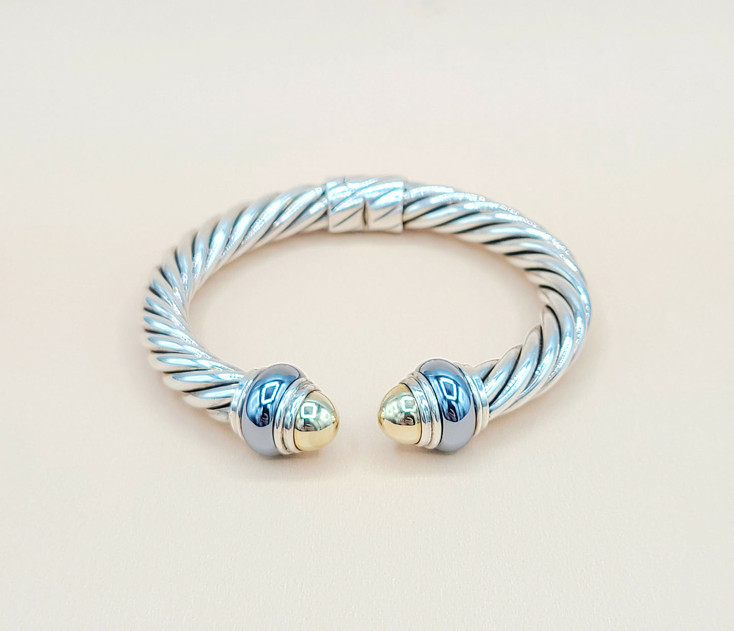 David Yurman Hematite Rondelle Gold Dome Cable Bracelet | Certified AYW Luxury #