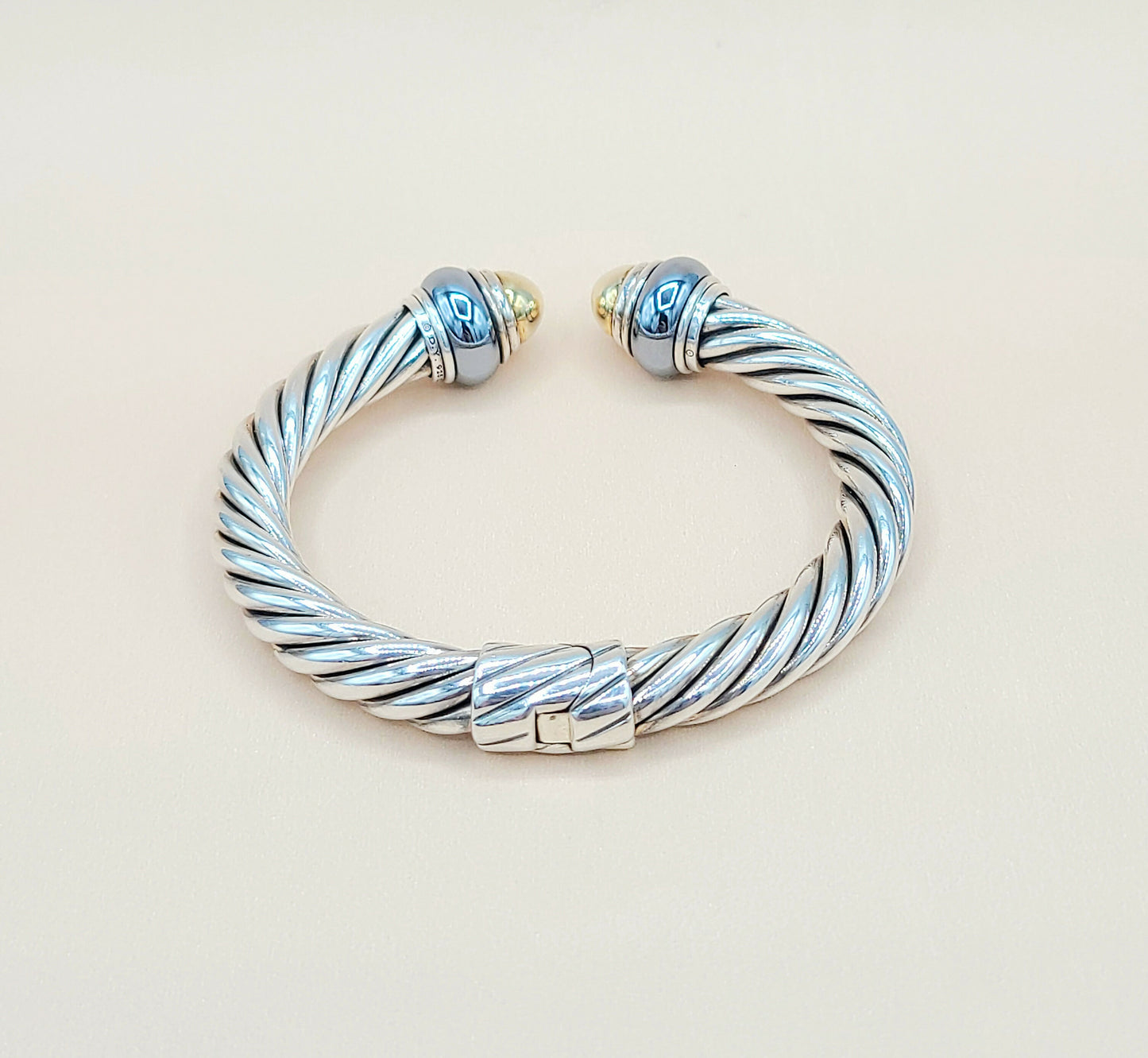 David Yurman Hematite Rondelle Gold Dome Cable Bracelet | Certified AYW Luxury #