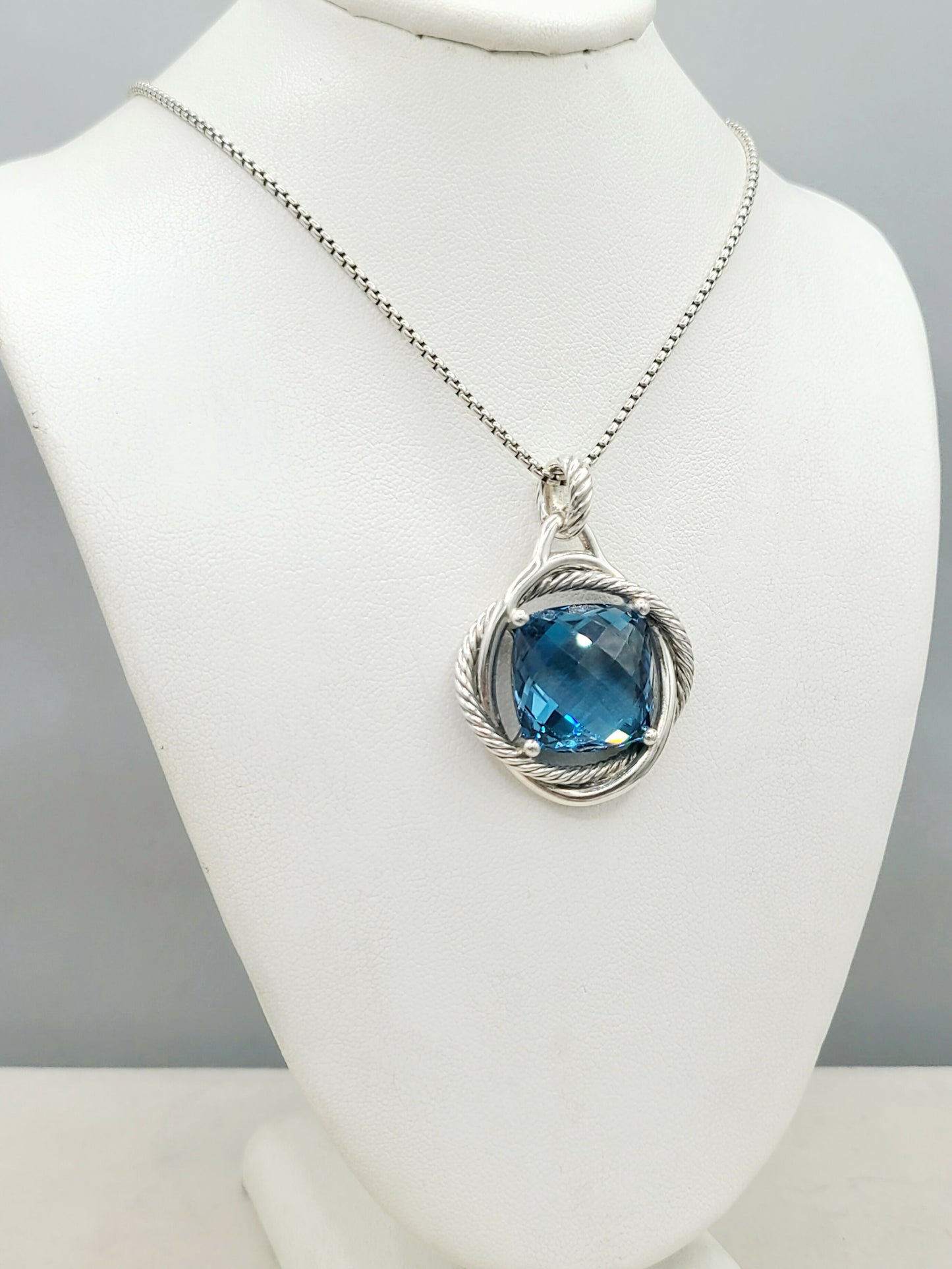 David Yurman Infinity Blue Topaz 17mm Pendant Enhancer | Certified #