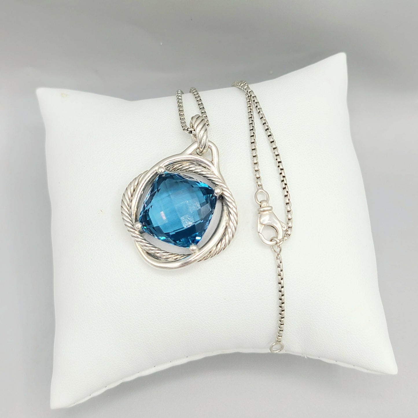 David Yurman Infinity Blue Topaz 17mm Pendant Enhancer | Certified #